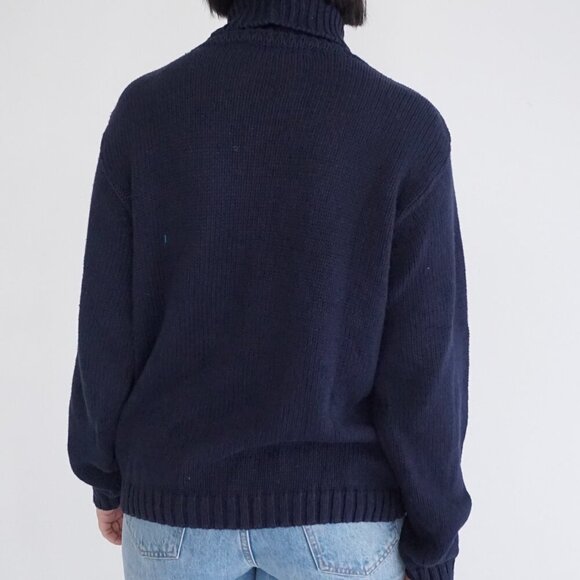 Vintage Dress Barn Navy Turtleneck Sweater Minimalist Preppy Quiet Luxury M - Picture 3 of 9
